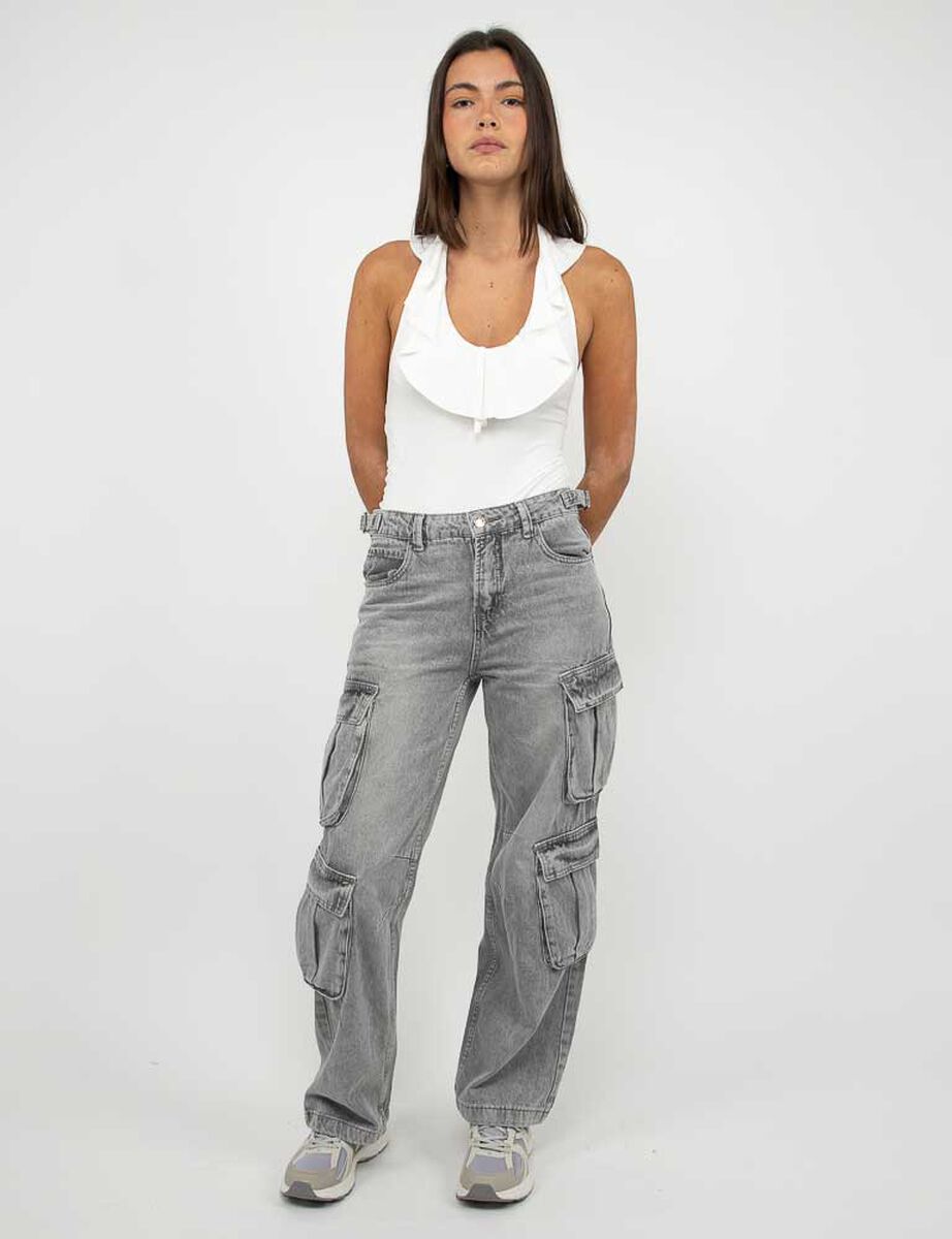 Jeans Cintura Ajustable Wide Leg Mujer Icono