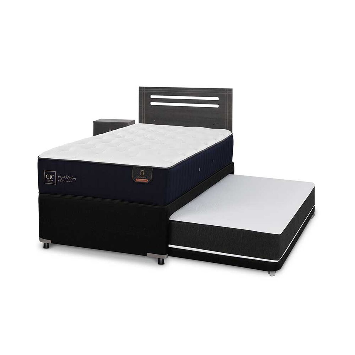 Cama Nido CIC 1,5 Plazas Premium + Respaldo + Velador Munich
