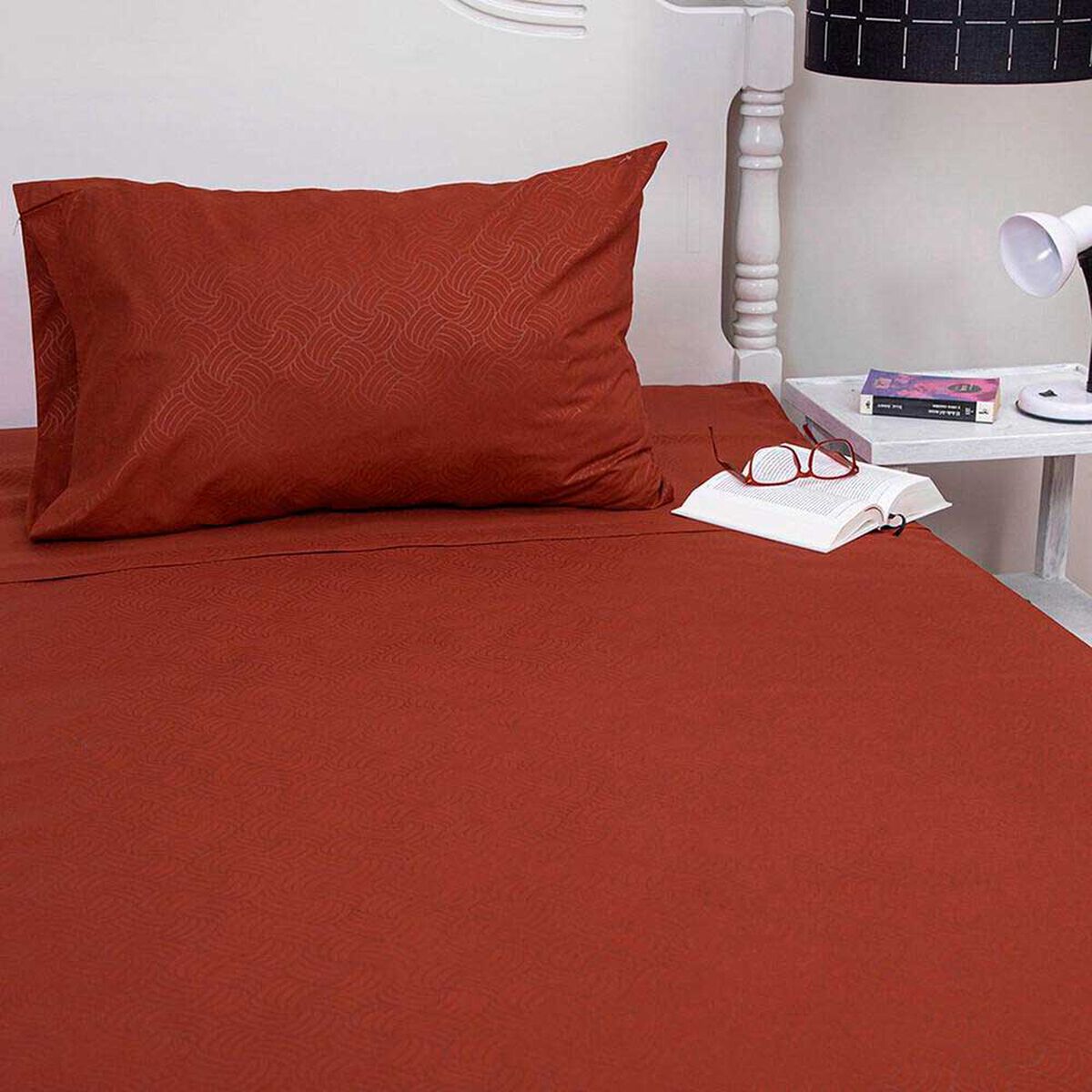 Juego de S&aacute;banas Doral 1,5 Plazas Embossed Terracota