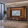 Rack TV 75" + Panel&nbsp;Neon Float LED + 2 Vitrinas 2 Puertas Decocasa Canela