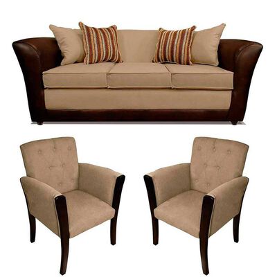 Juego de Living Elegant Detail Minesota Sofá 3 Cuerpos + Dos Sitiales Beige