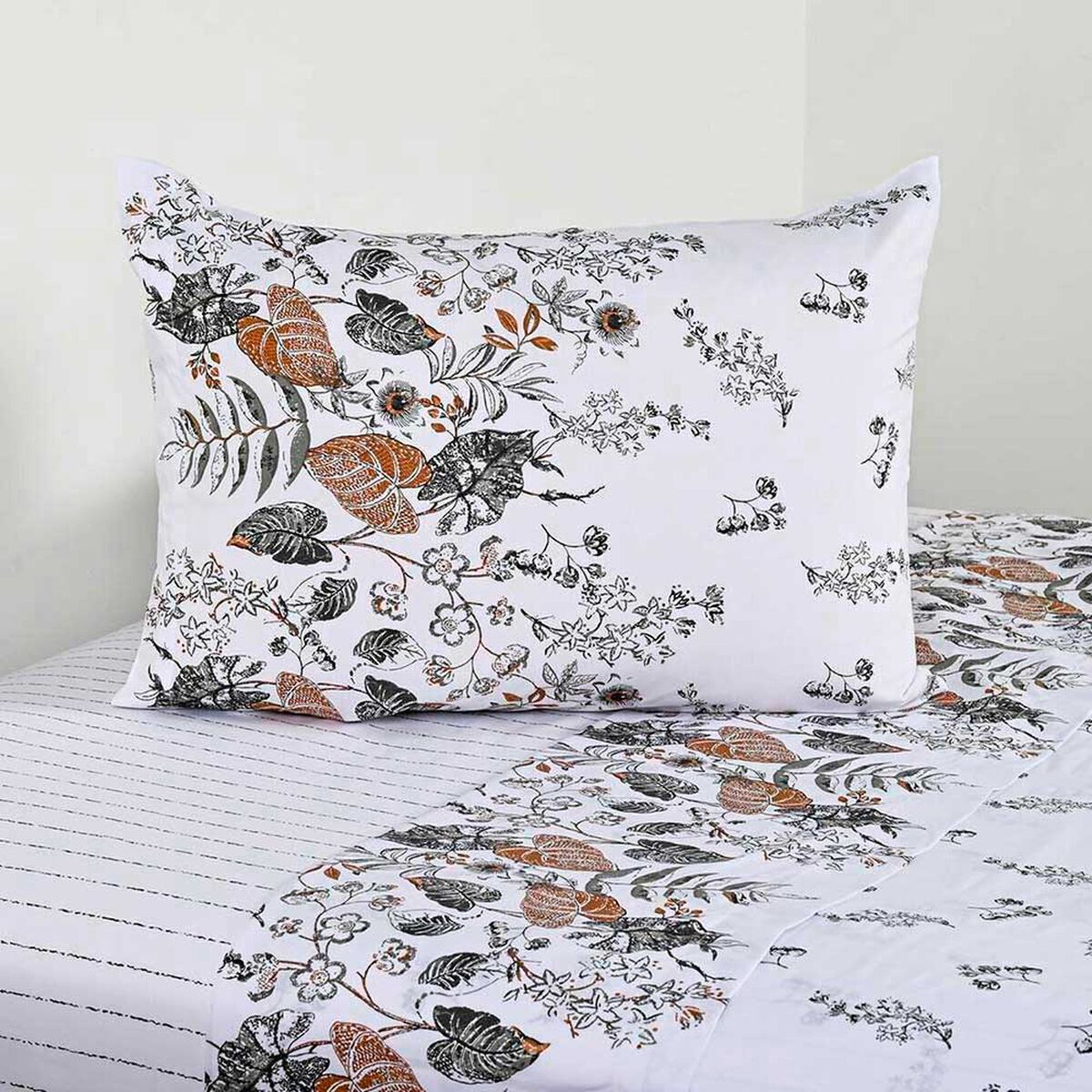 Juego de S&aacute;banas Cannon 200 Hilos 1,5 Plazas Foliage Blanco