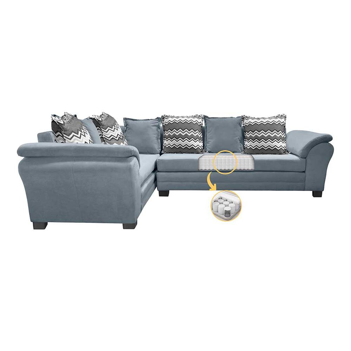 Sof&aacute; Seccional Izquierdo Living Factory Capri 5 Cuerpos Gris