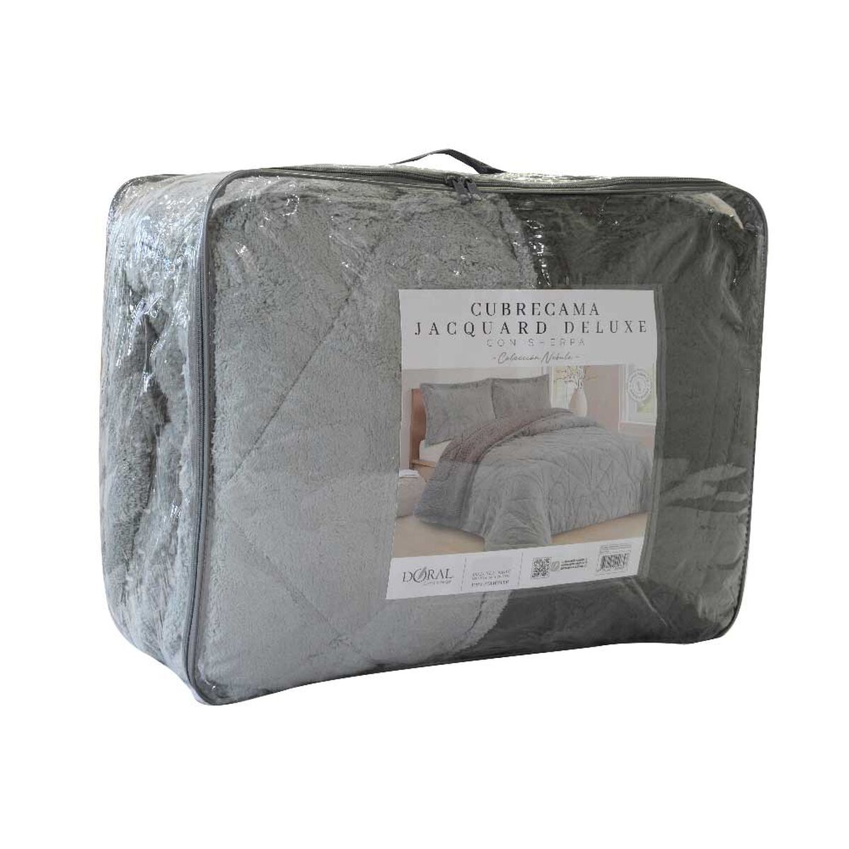 Cubrecama Doral 2 Plazas Jacquard Liso Gris