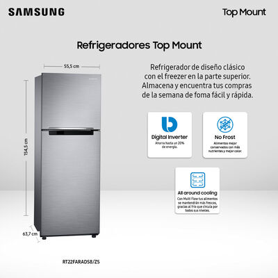 Imagen 2 del producto Refrigerador No Frost Samsung RT22FARADS8/ZS 234 lts.
