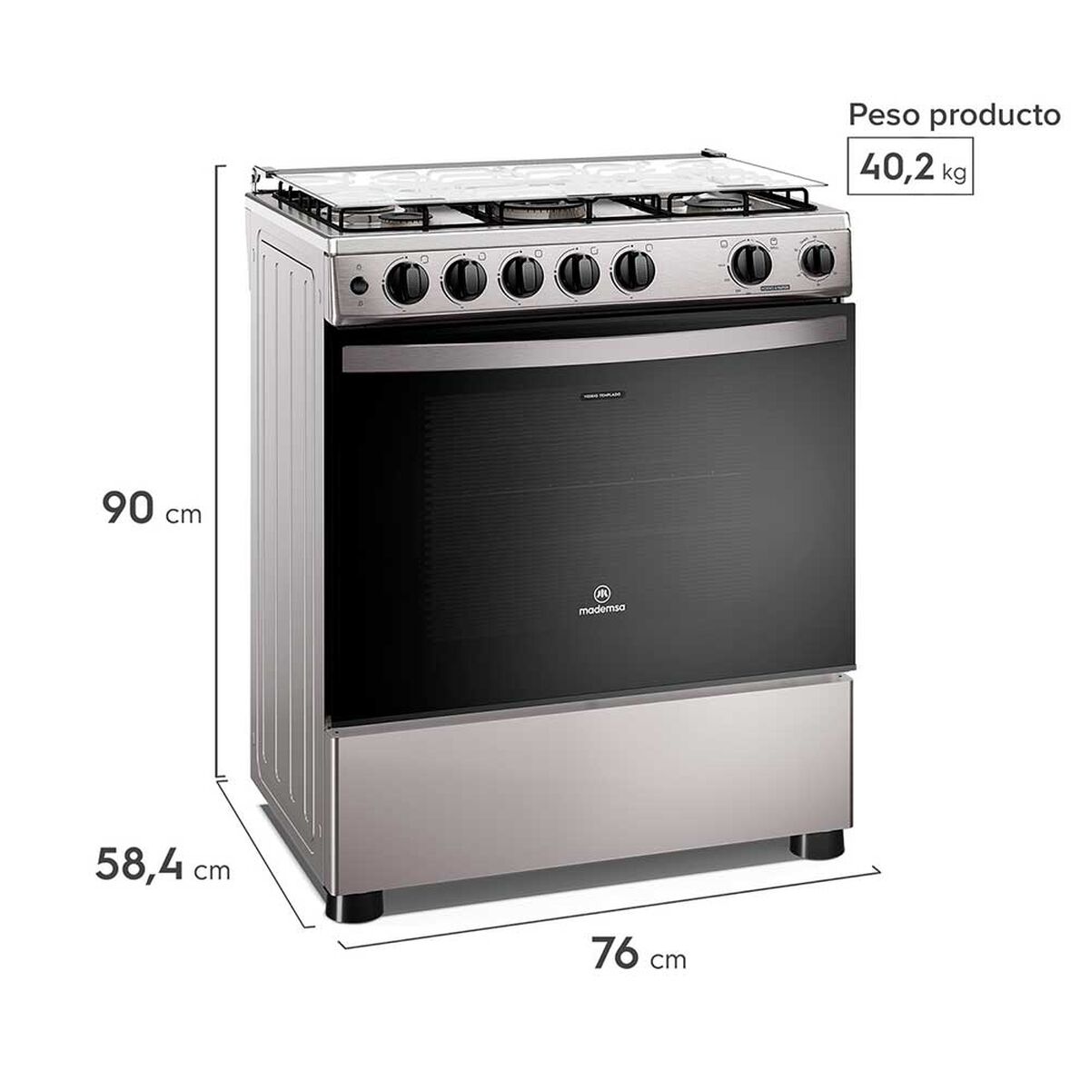 Cocina a Gas Mademsa FM5SSC 5 platos Inox