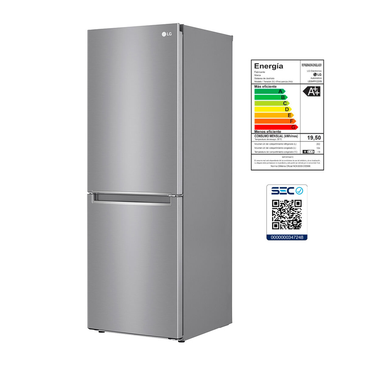 Refrigerador No Frost LG LB33MPP 306 lts.