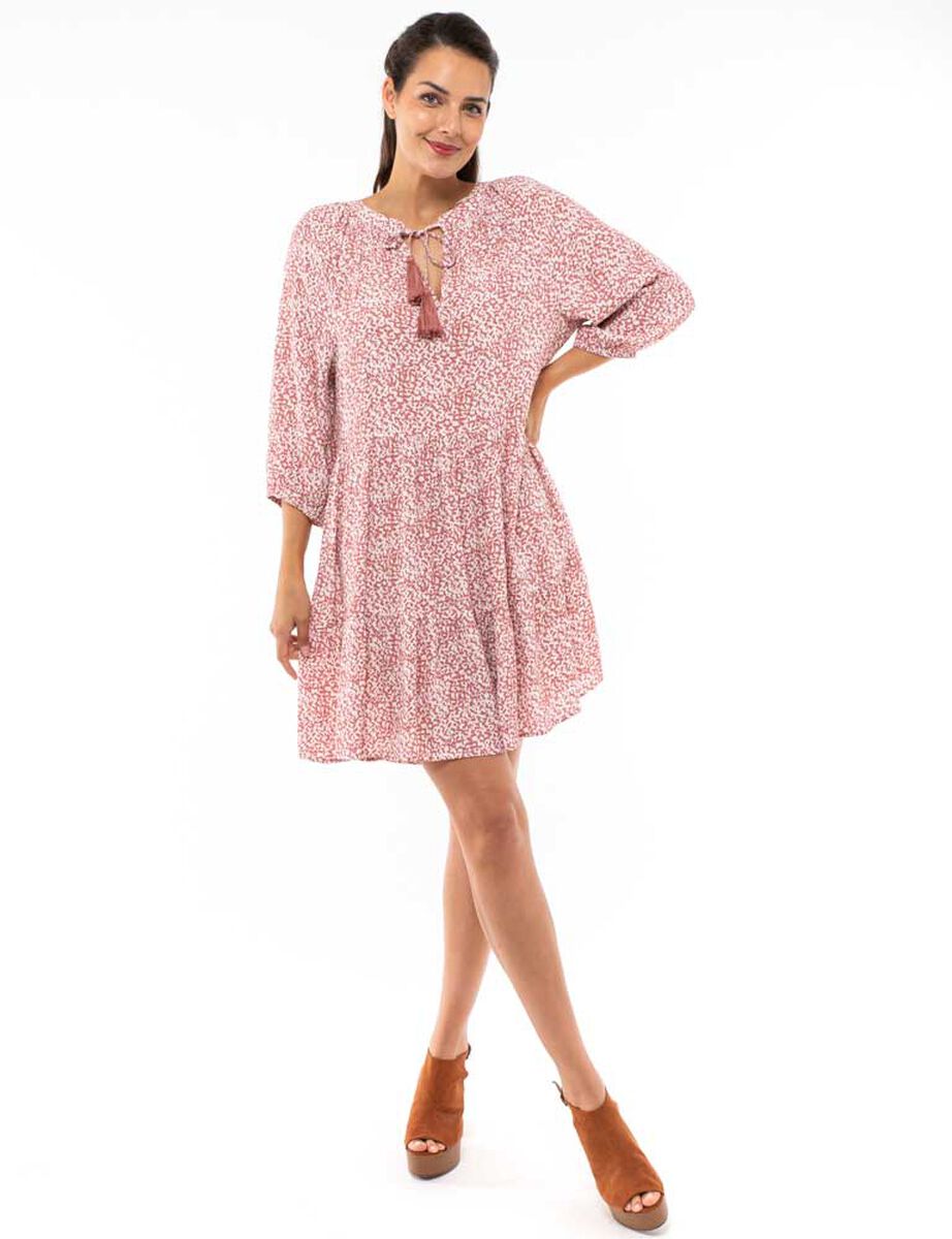 Vestido Corto Estampado Manga 3/4 Mujer Alma