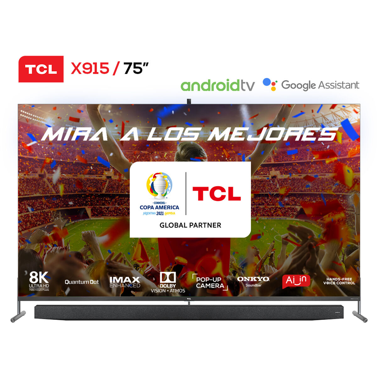 QLED 75" TCL 75X915-75 Android Smart TV 8K UHD + Soundbar Onkyo Xess Line