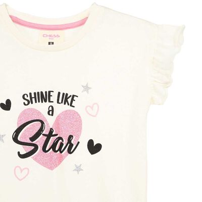 Imagen 2 del producto Polera Manga Corta Niña Chess Ecru, Negro, Rosado