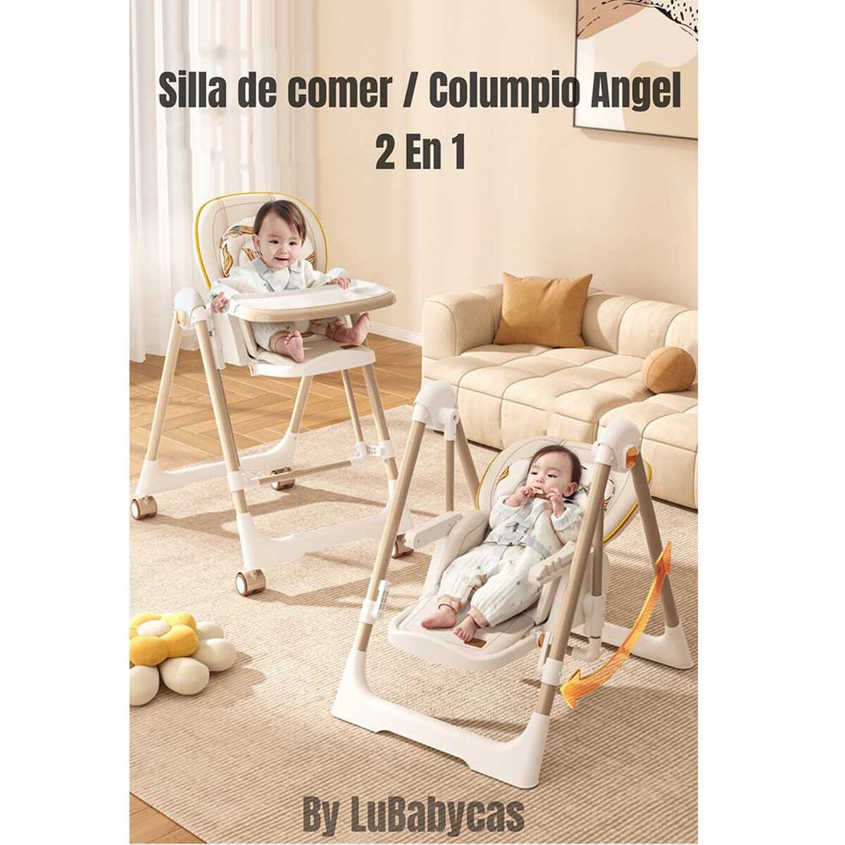 Silla de Comer Columpio 2 en 1 Angel LuBabycas Blanca