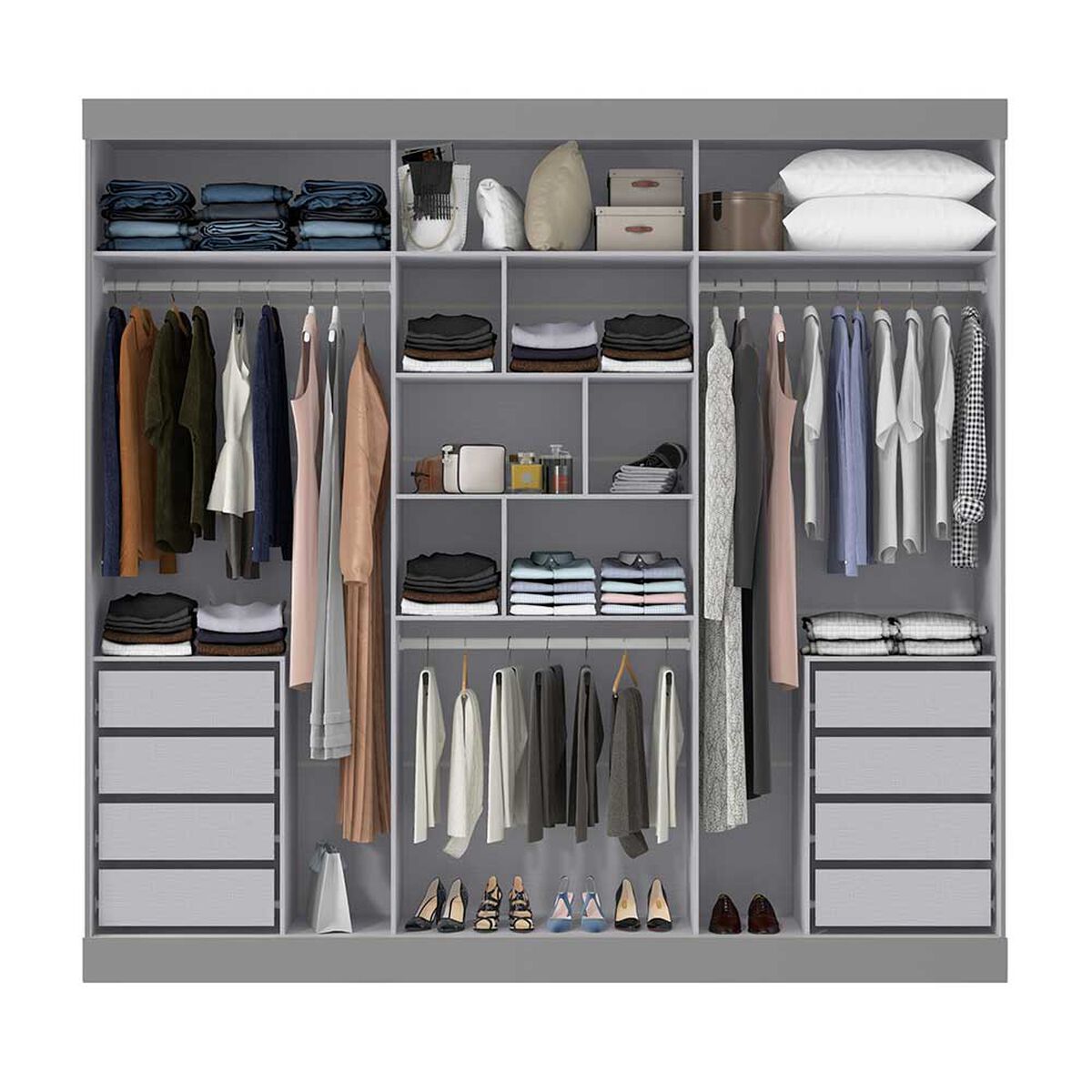 Closet Di Poretti Design Ambar 3 Puertas 8 Cajones Gris