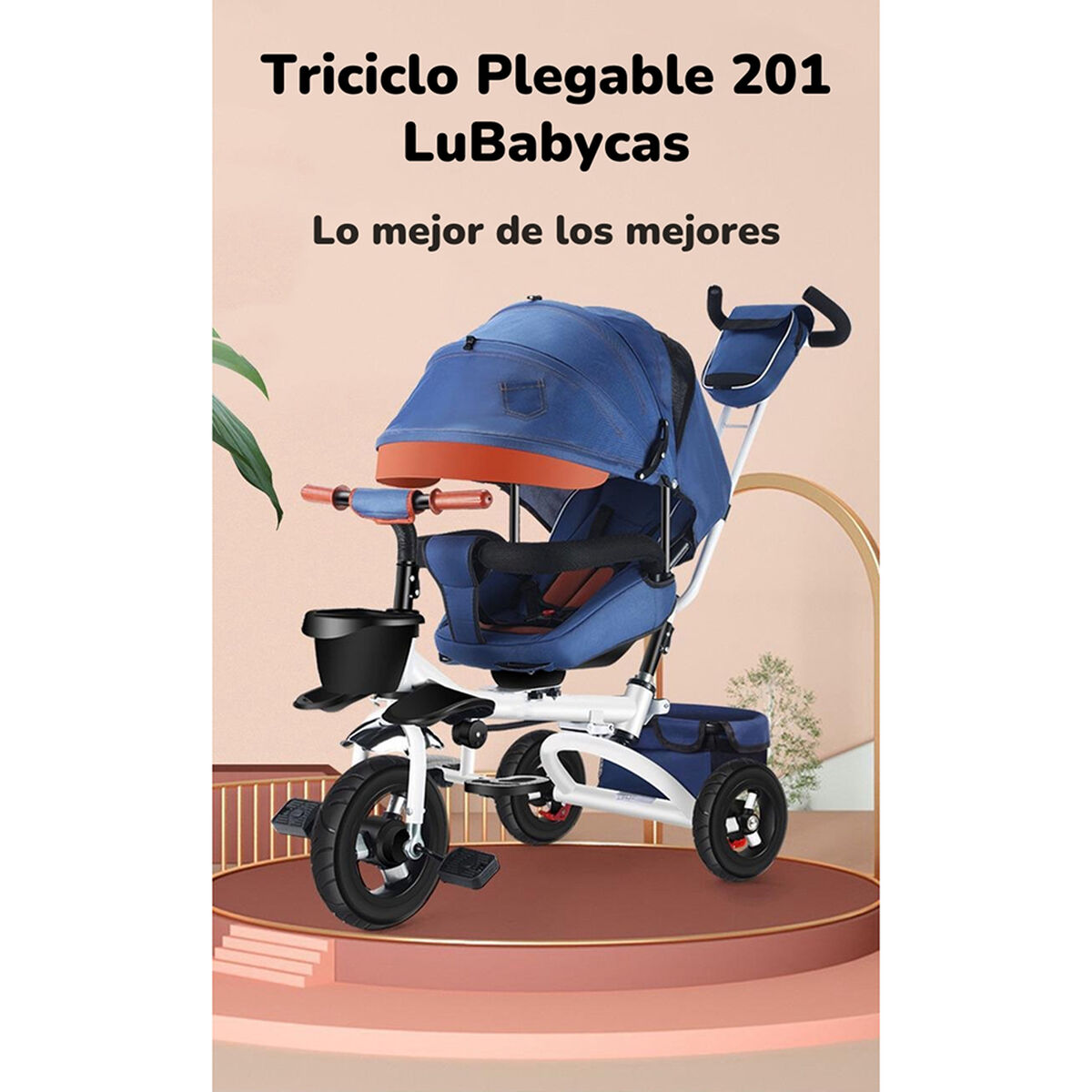 Triciclo Reversible y Plegable Accesorios Púrpura Lubabycas