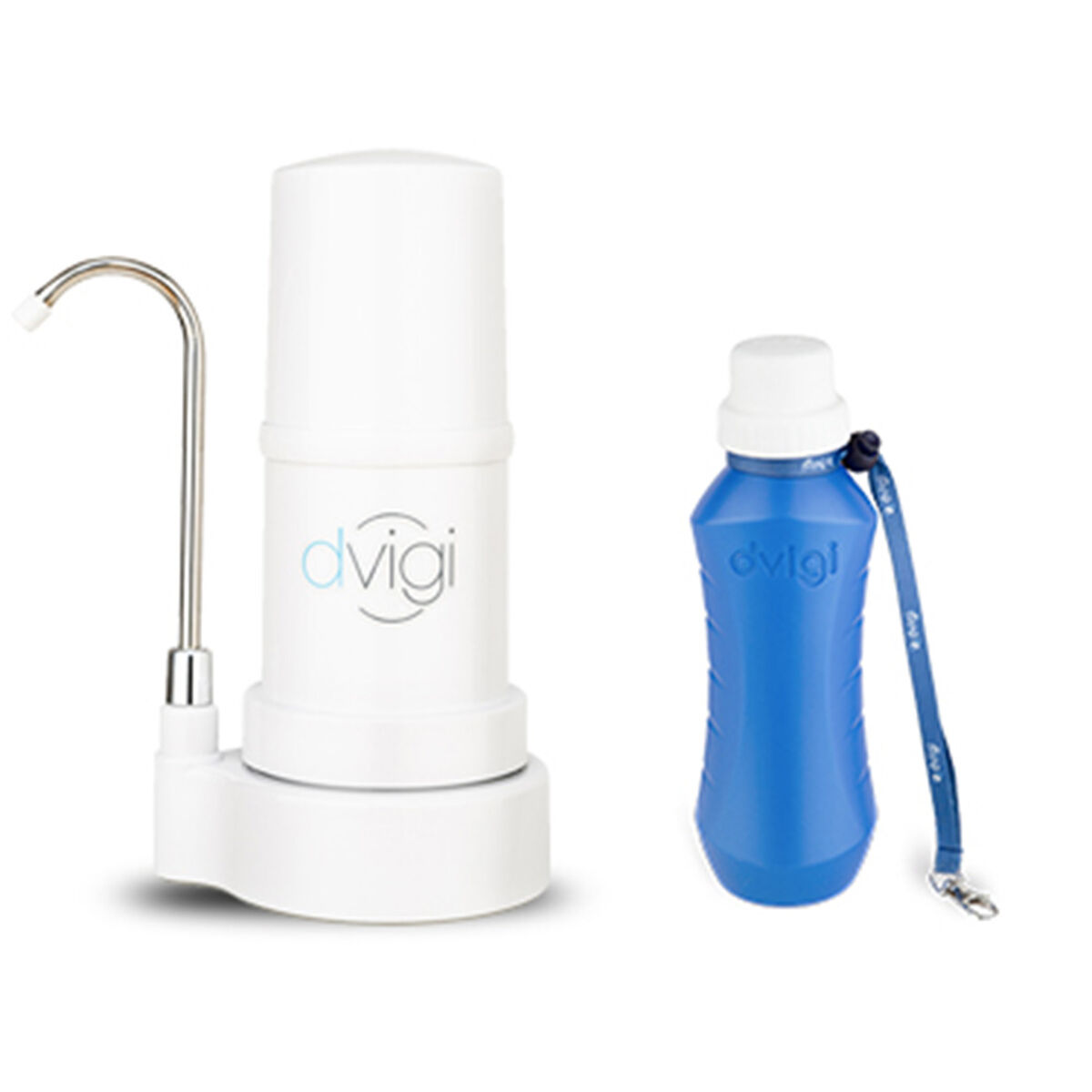 Purificador de Agua Filtro Sobre Cubierta + Botella Purificadora Dvigi Blanco