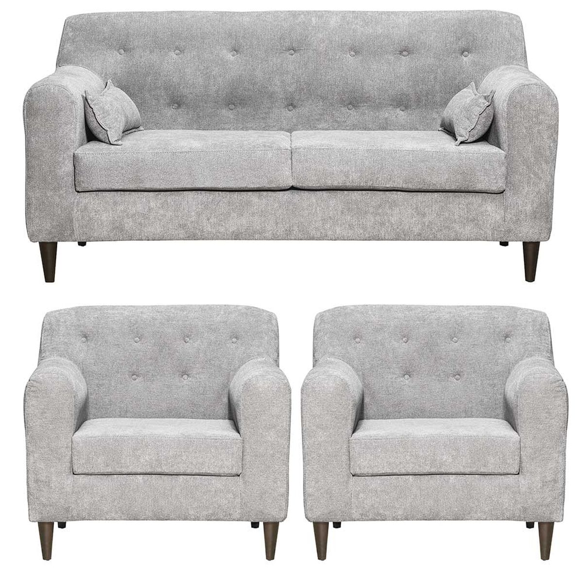 Juego de Living Innovamuebles Dali Sofá 3 Cuerpos + Dos Sillones 1 Cuerpo Gris