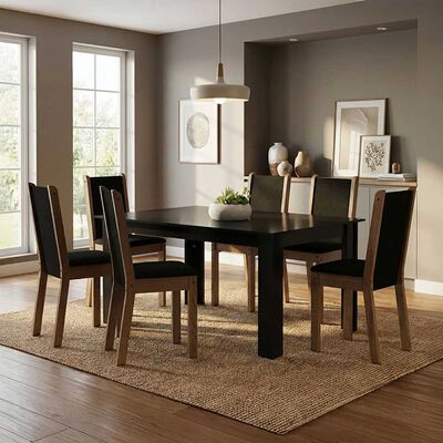 Juego de Comedor Vekkahome Lola Suecia 6 Sillas Negro