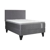 Cama Europea Celta 1,5 Plazas Carbono + Respaldo Acolchado