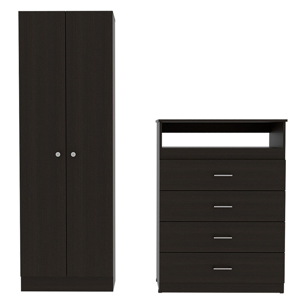 TUHOME Set Clóset 2 Puertas + Cómoda 4 Cajones
