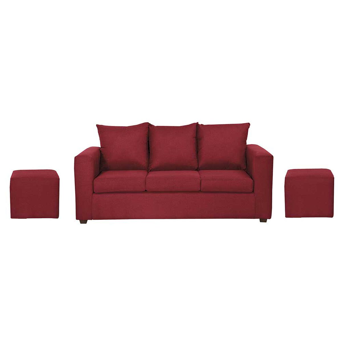 Juego de Living Innovamuebles Marco Sofá 3 Cuerpos + 2 Pouf Burdeo