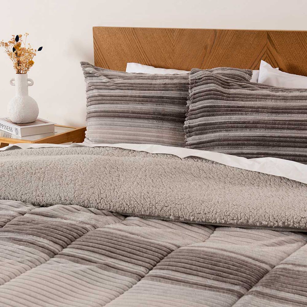 Plum&oacute;n Mashini Corduroy Coral Sh. Est. 2 Plazas Lineas Gris