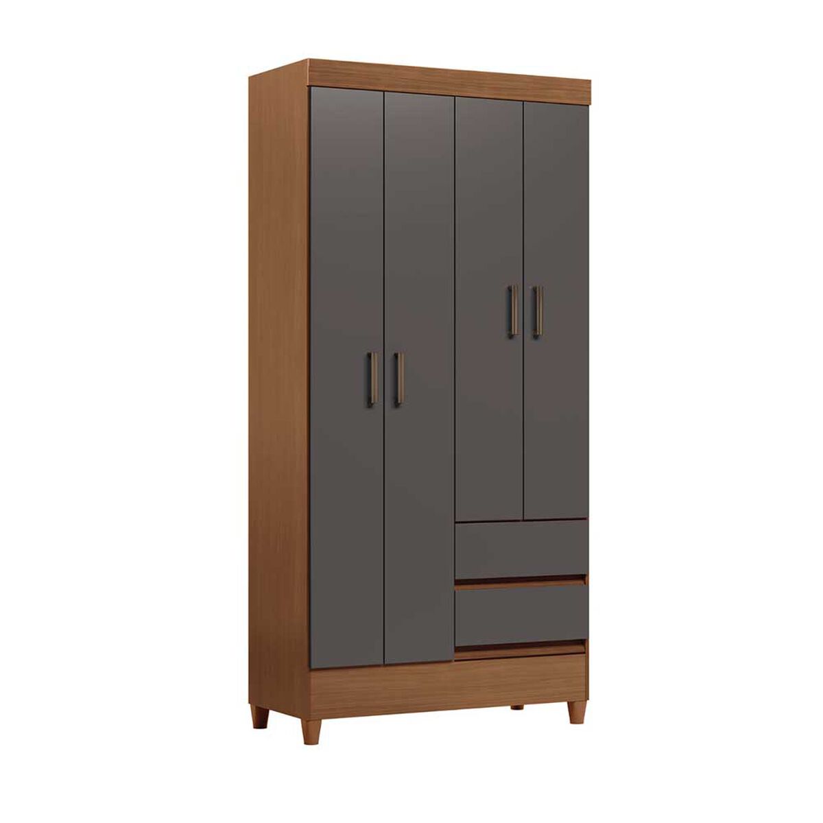 Combo Clóset Casanova Fit 4 Puertas 2 Cajones Café y Gris + Cómoda Casanova Aruba 4 Cajones Café y Gris
