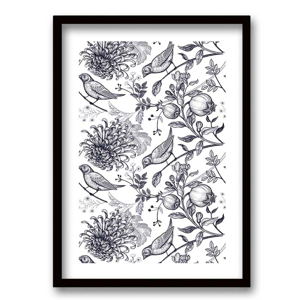 Cuadro Decorativo Retela Pájaros Azules 70 x 50 cm