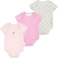 Pack 3 Body Manga Corta Beba Chess Baby Rosado