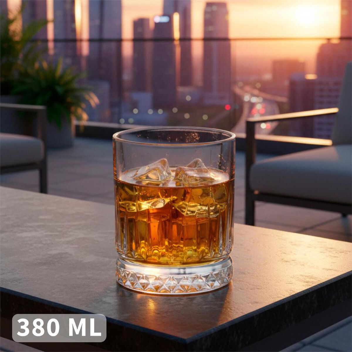 Set 6 Vasos Cortos Simplit Vidrio 380ml Ginebra