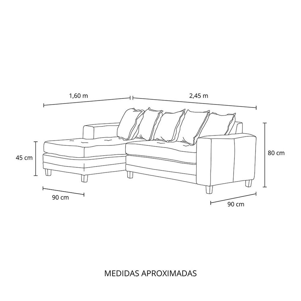 Sof&aacute; Seccional Izquierdo Living Factory Milan 3 Cuerpos Azul Piedra