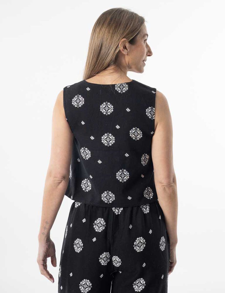 Blusa Lino Sin Mangas Mujer Portman Club