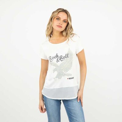 Polera Manga Corta Mujer Soviet Blanco, Negro, Rojo