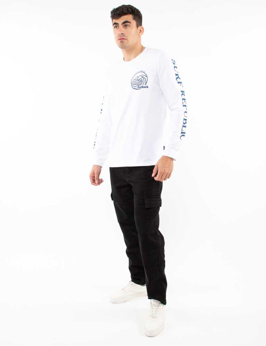 Polera Con Estampado Manga Larga Hombre Cutback