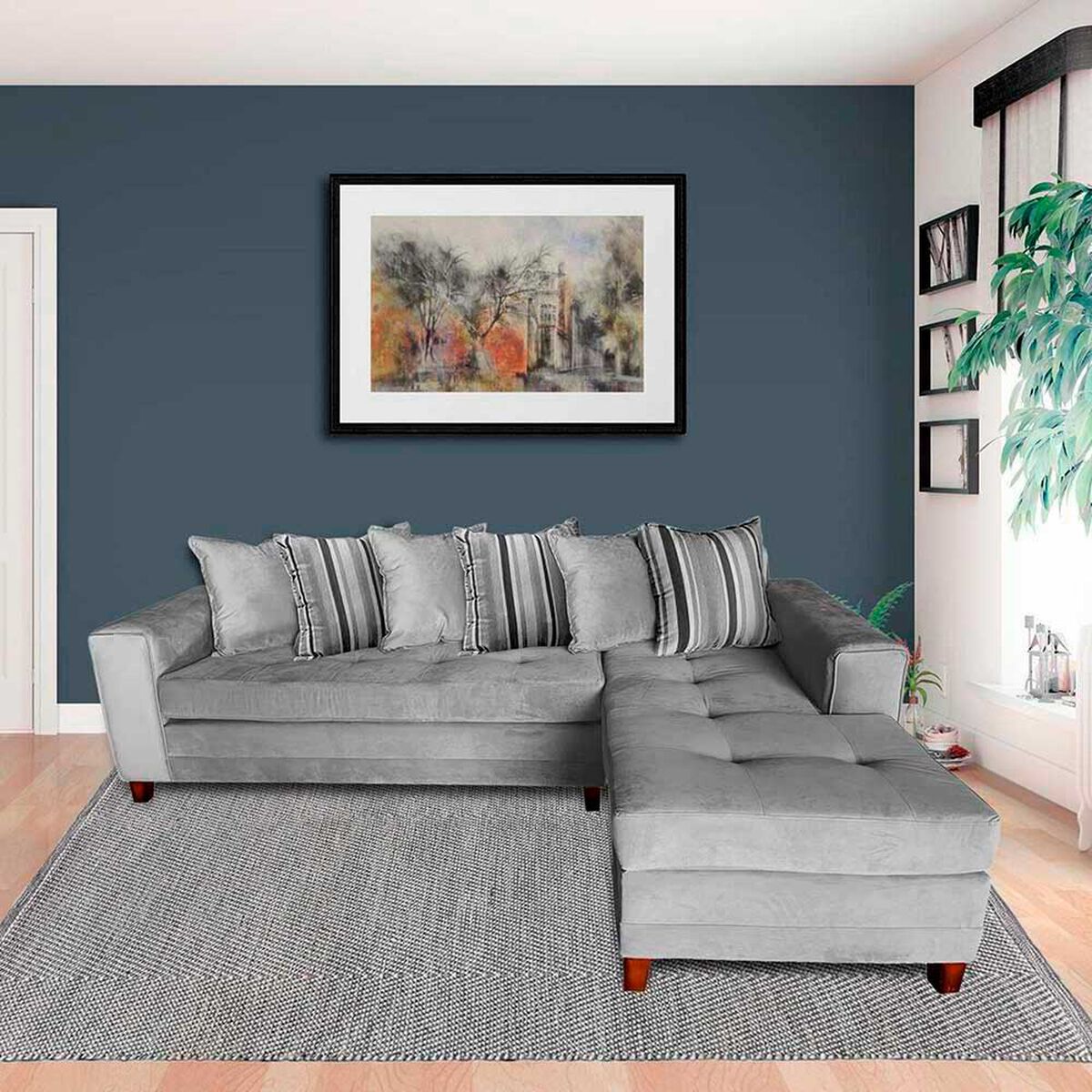 Sof&aacute; Seccional Living Factory Venecia 5 Cuerpos Gris