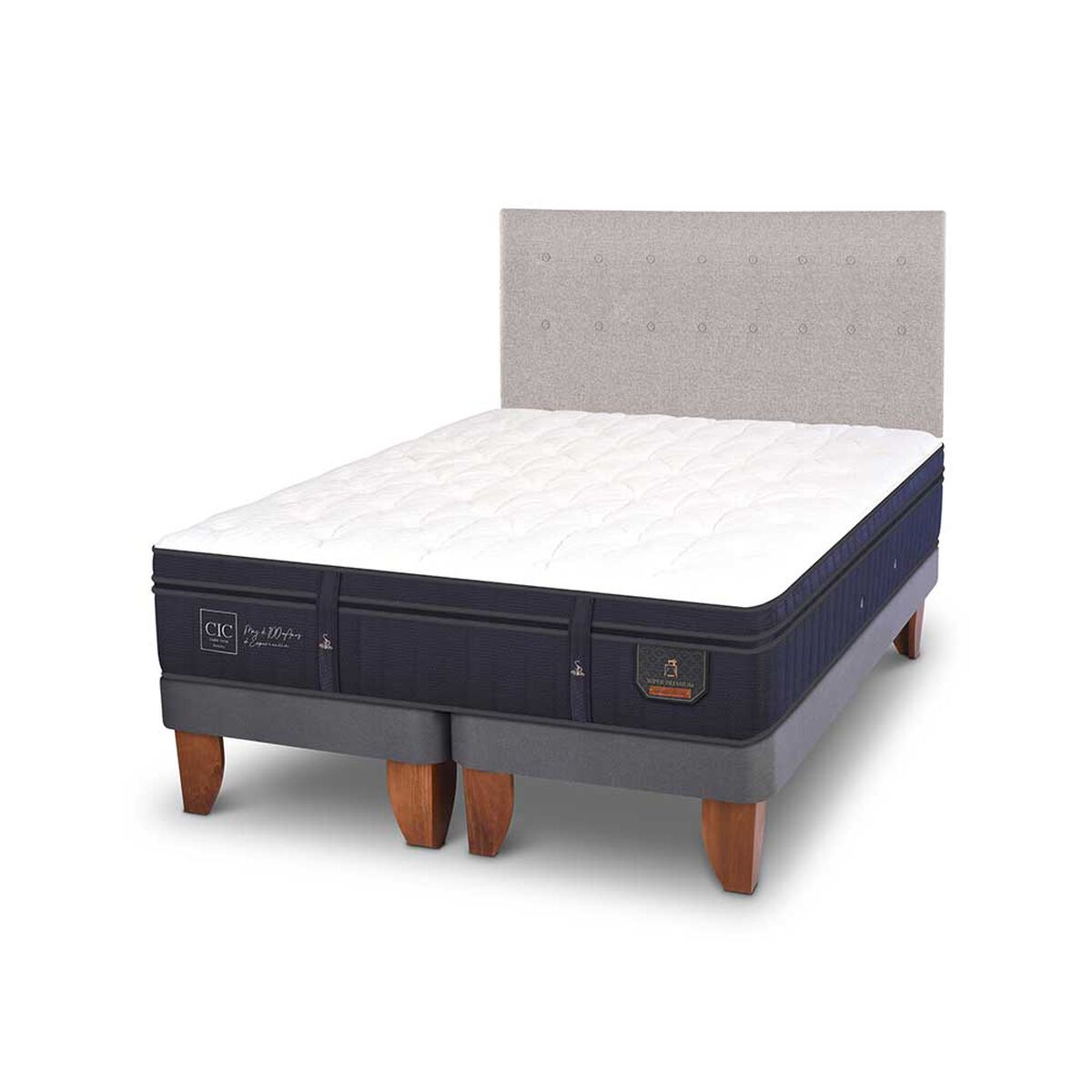 Cama Europea CIC Base Dividida King Súper Premium + Respaldo