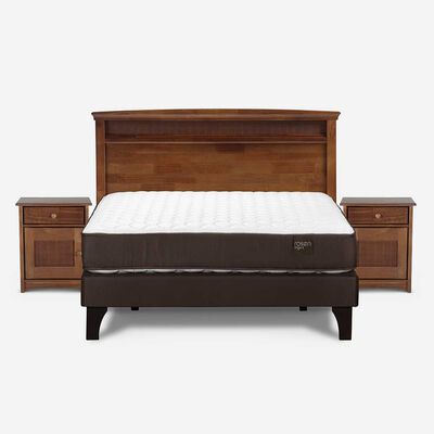 Cama Europea Rosen 2 Plazas Ergo T + Respaldo + 2 Veladores