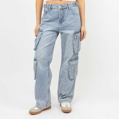 Jeans Cintura Ajustable Wide Leg Mujer Icono