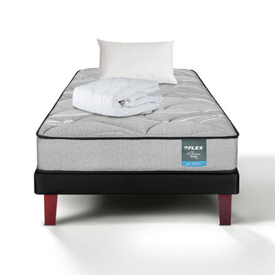 Cama Europea Flex 1,5 Plazas Dream Dual Box + Almohada + Cubrecolchon Basico