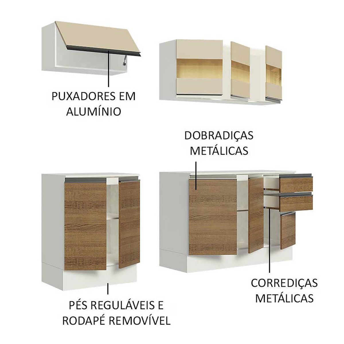 Mueble de Cocina Vekkahome Súper Smart 2 Cajones 9 Puertas Café