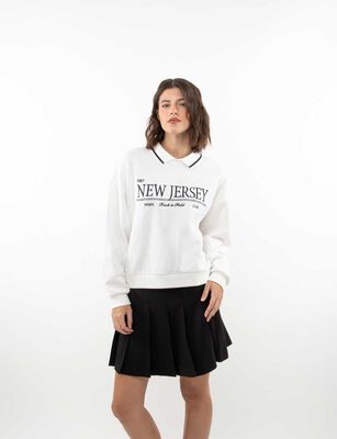 Imagen 1 del producto Polerón Con Estampado Cuello Mujer Zibel Crudo