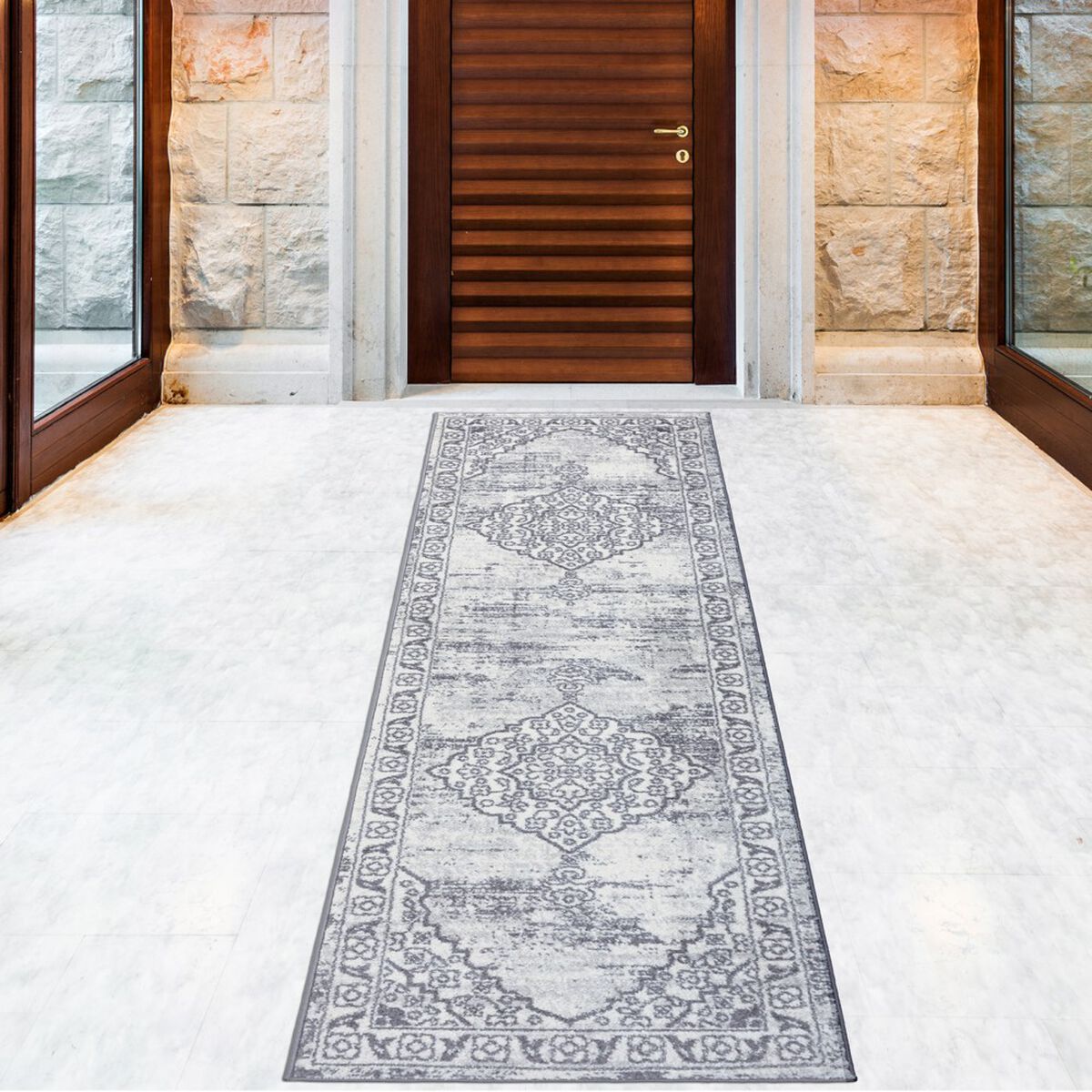Alfombra de Pasillo Modalfo Florida 70 x 230 cm Gris