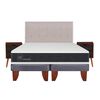 Cama Europea CIC Base Dividida 2 Plazas Ortopedic + Respaldo + 2 Veladores Tigris