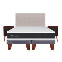 Cama Europea CIC Base Dividida 2 Plazas Ortopedic + Respaldo + 2 Veladores Tigris