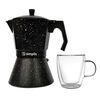 Pack Cafetera Italiana + Taza Doble Pared 350 ml Simplit Negro
