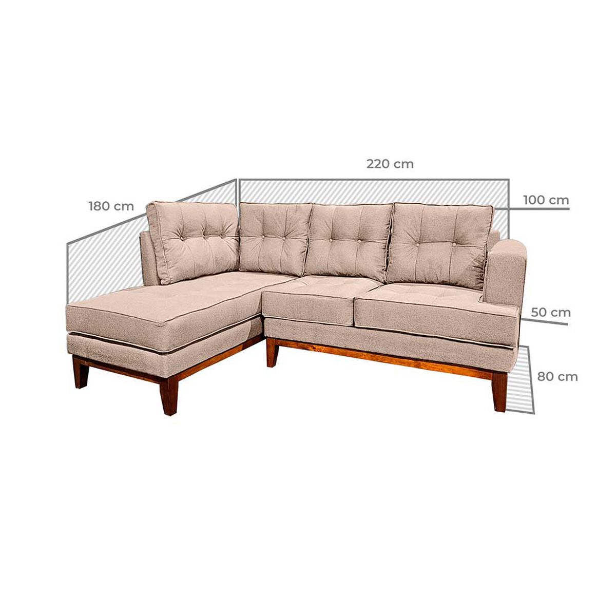 Sof&aacute; Seccional Izquierdo Living Factory Ma&ntilde;io 4 Cuerpos Beige