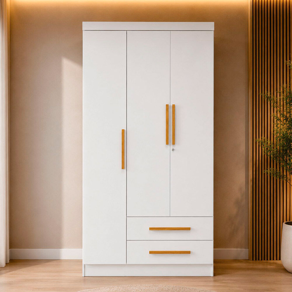 Closet Yardas Leticia 3 Puertas 2 Cajones Blanco