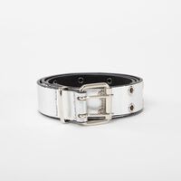 Cinturón Ecocuero Mujer Icono Plateado