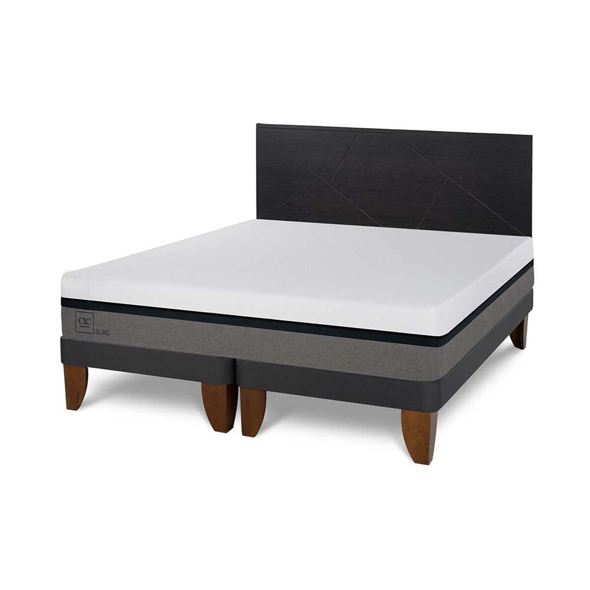 Cama Europea CIC Base Dividida 2 Plazas Balance + Respaldo Villarrica Negro