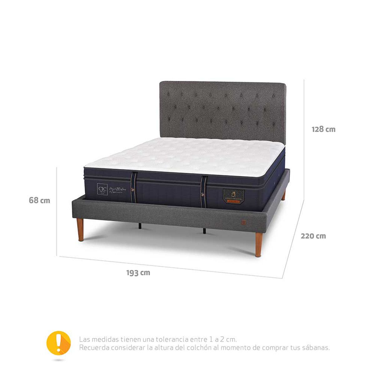 Cama Europea CIC King Grand Premium + Respaldo