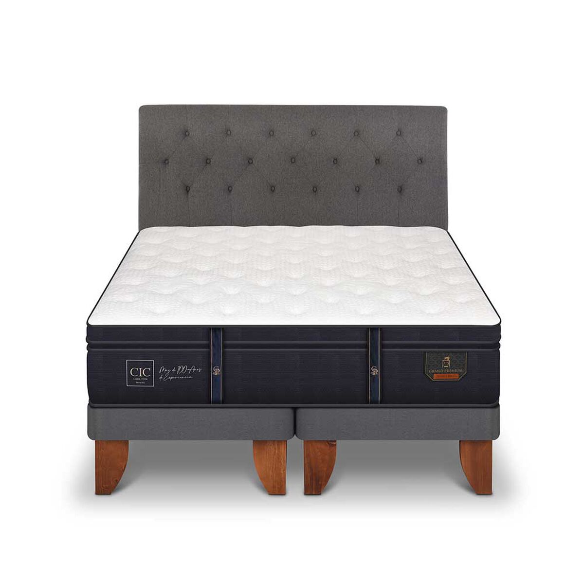 Cama Europea CIC Base Dividida 2 Plazas Grand Premium + Respaldo Kavery