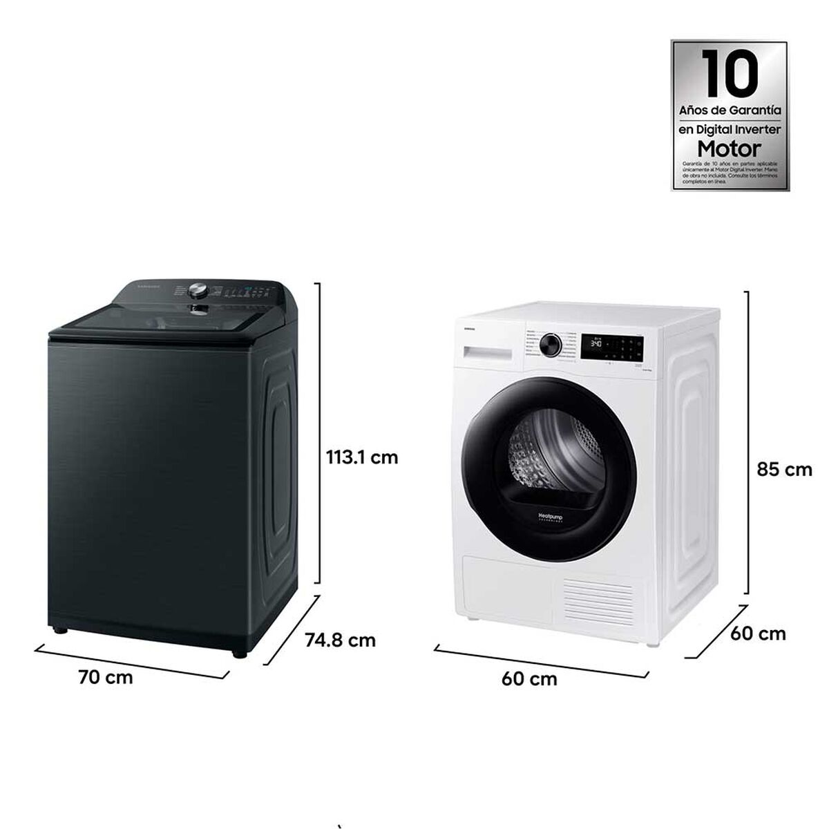 Lavadora Carga Superior Samsung 24 kg + Secadora Bomba de Calor 9 kg
